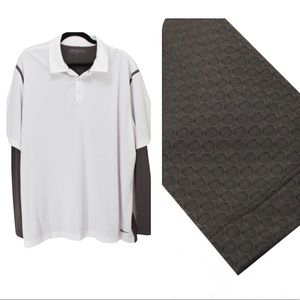 NIKE Golf Dri Fit Layered One Piece Long Sleeve Golf Shirt White Brown Gray XL